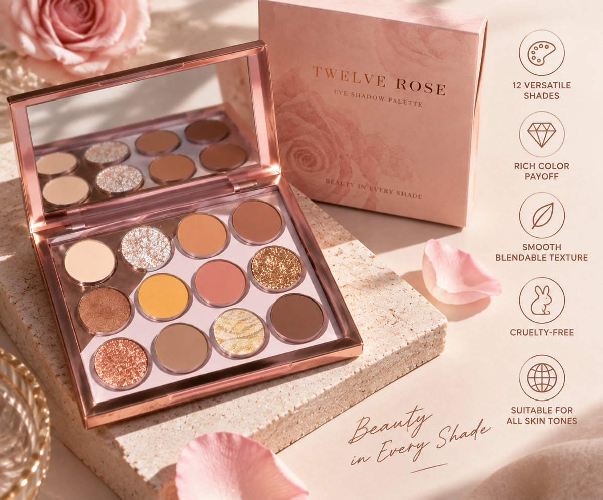 Twelve Rose Amber Eye Shadow Plate Makeup